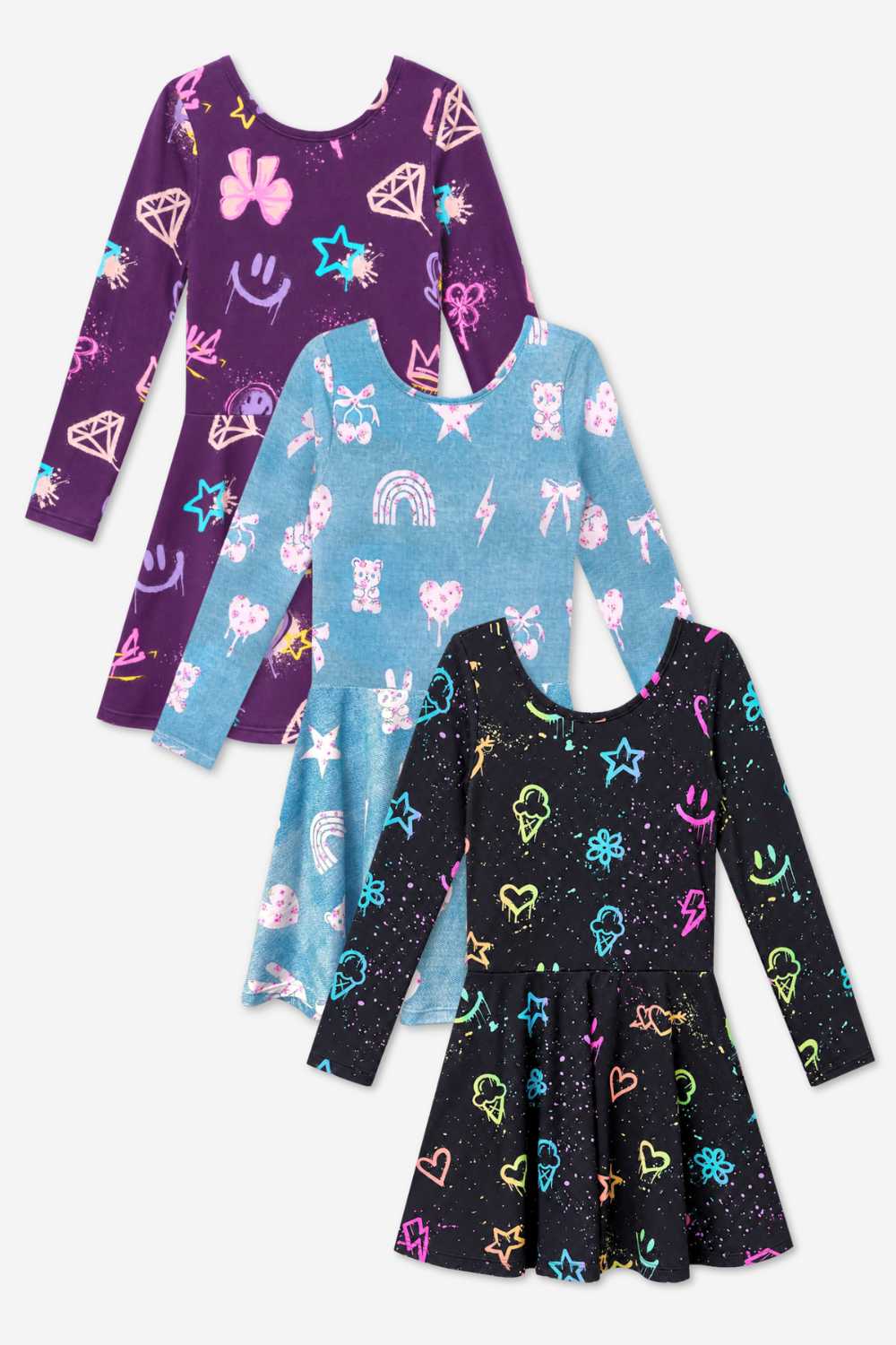 3 Pack Simply Soft L/S Skater Dress