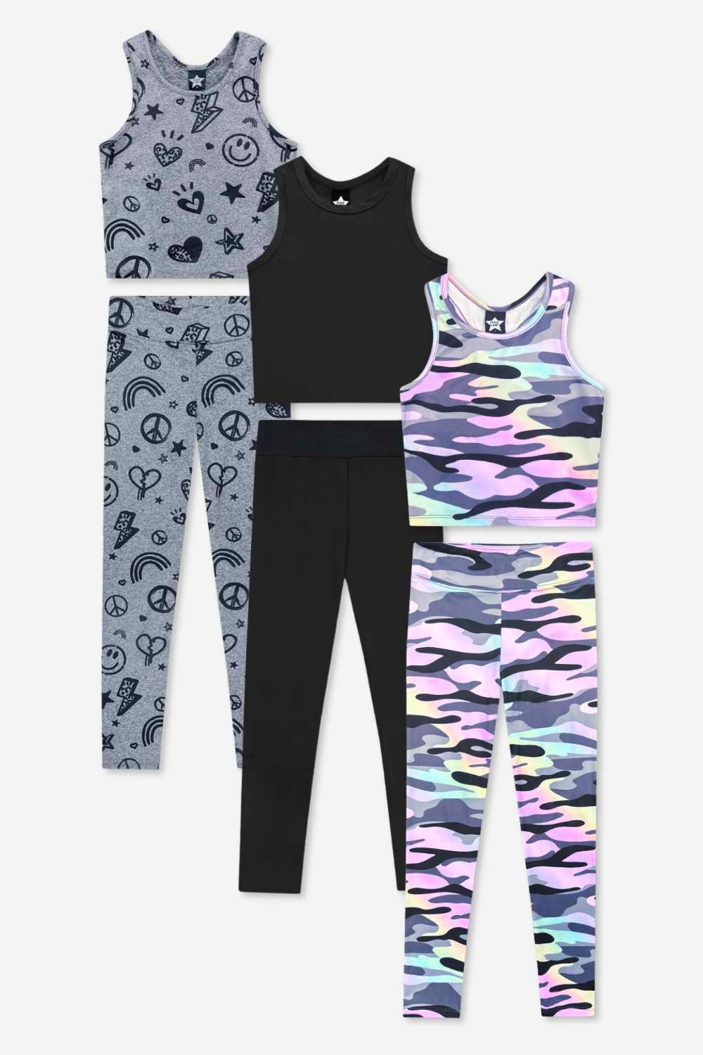 3-Pack Racerback Tank & Mid-Rise Legging Set