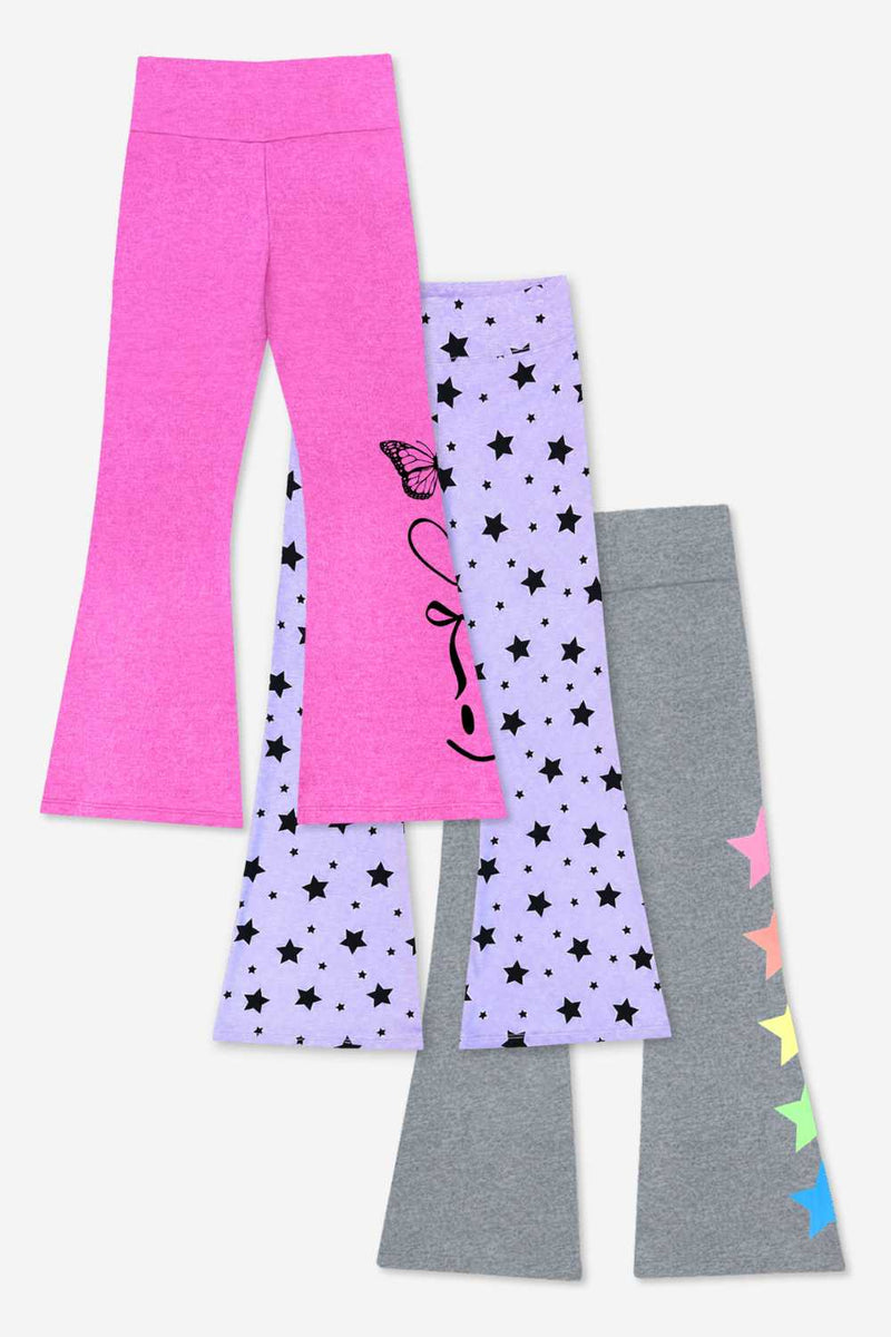 3-Pack Simply Soft Luxe Flare Legging - Lilac Star | Neon Emojis | Steel Stars - NEW!