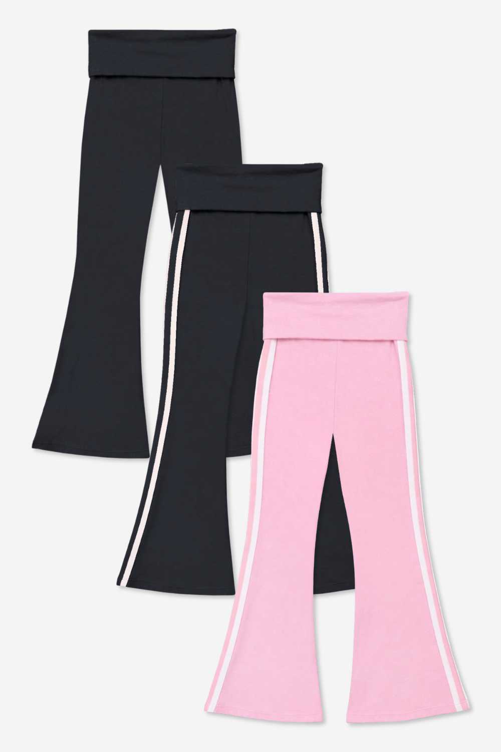3 Pack Simply Soft Luxe Foldover Flare - Denim White Stripe | Black White Stripe | Dusty Pink White Stripe - NEW!