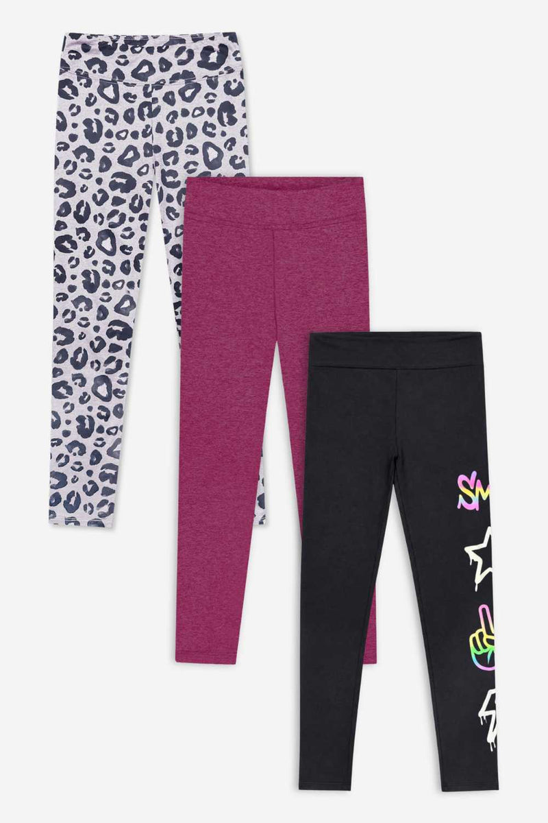 3-Pack Simply Soft Luxe Legging - Burgundy Heather | Taupe Black Leopard | Black Rainbow Smile Icons - NEW!