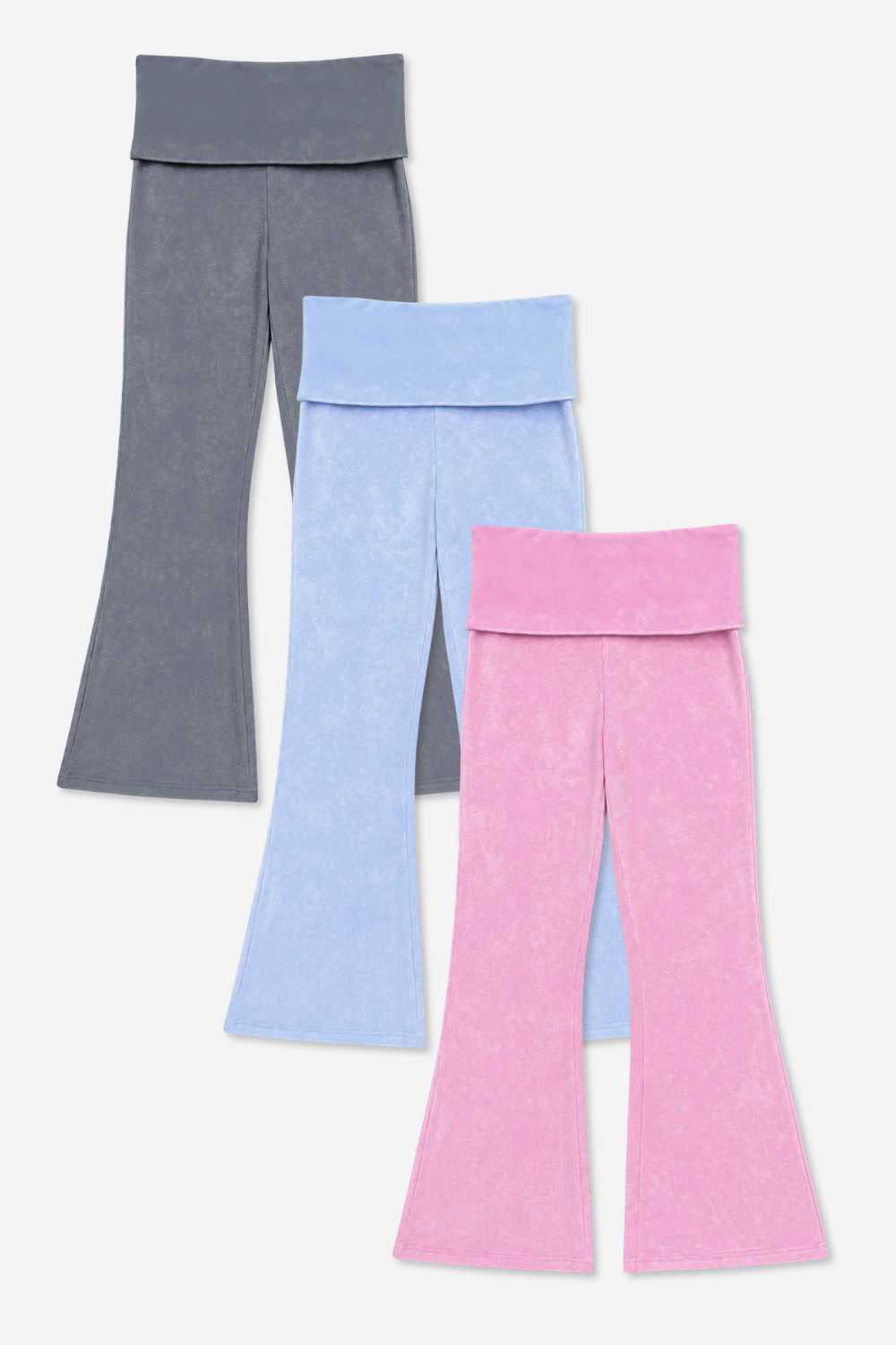 3 Pack Vintage Washed Foldover Flare - Purple | Denim | Pink - NEW!