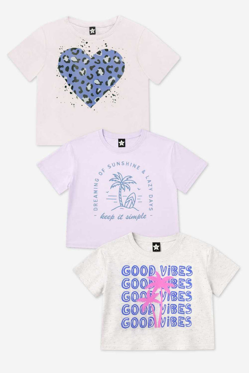 3-Pack Washed Cotton Drop Shoulder Tee