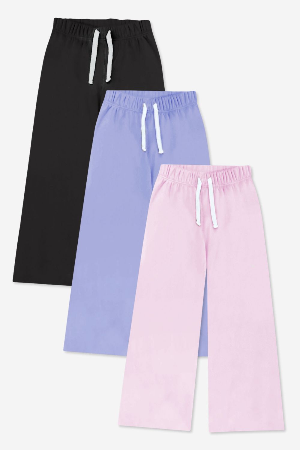 3 Pack Cloud Soft French Terry Wide Leg Sweatpant - Black  | Denim | Washed Pink
