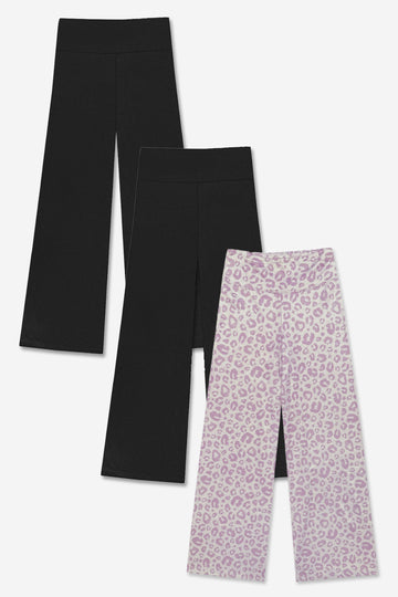 3-Pack Simply Soft Luxe Wide Leg Pant - Black | Desert Rose Leopard - NEW!