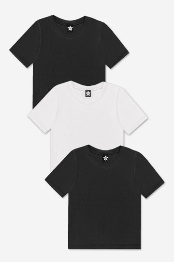 3-Pack Ultra-Soft Ribbed Fitted S/S Tee - Black | White - NEW!