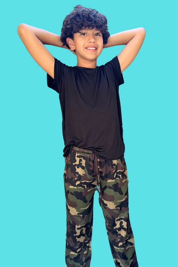 Short Sleeve Tee & Lounge Pant - Black Camo