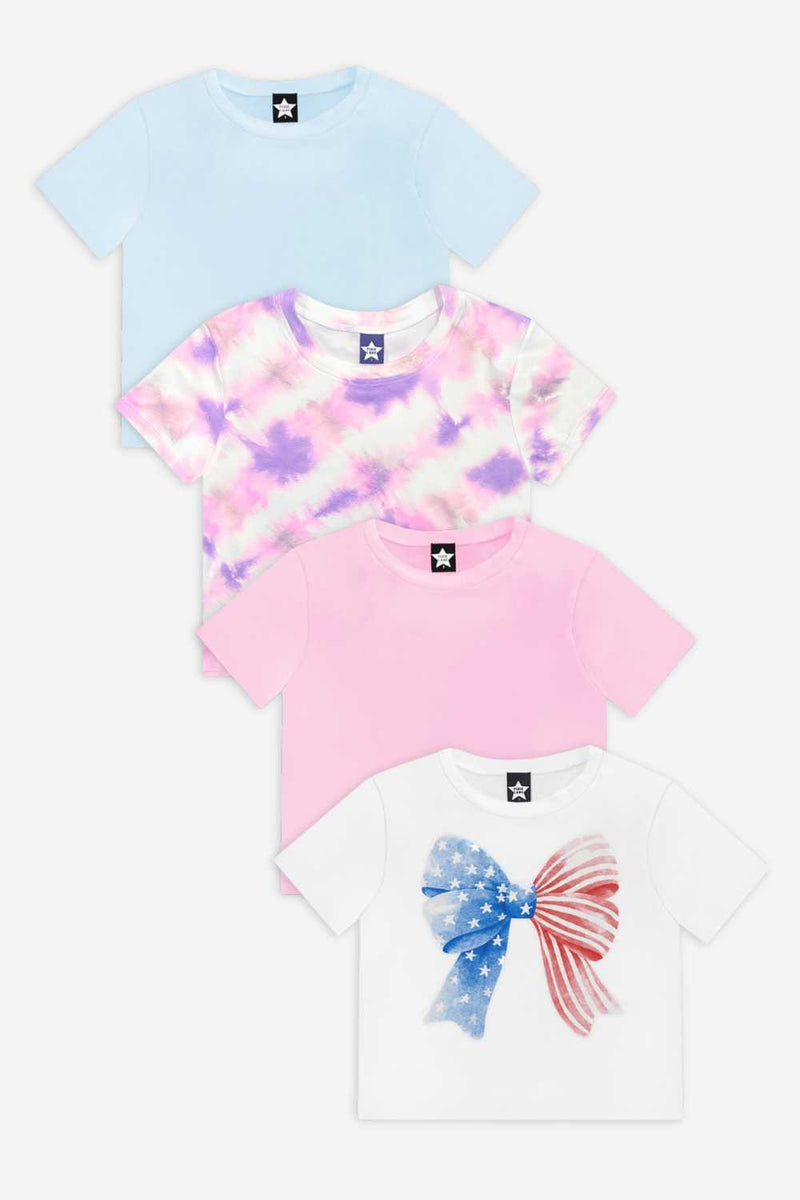 4 Pack Simply Soft Easy Tee - Blush | Pink | Sky Blue | Ivory Americana Bow - NEW!