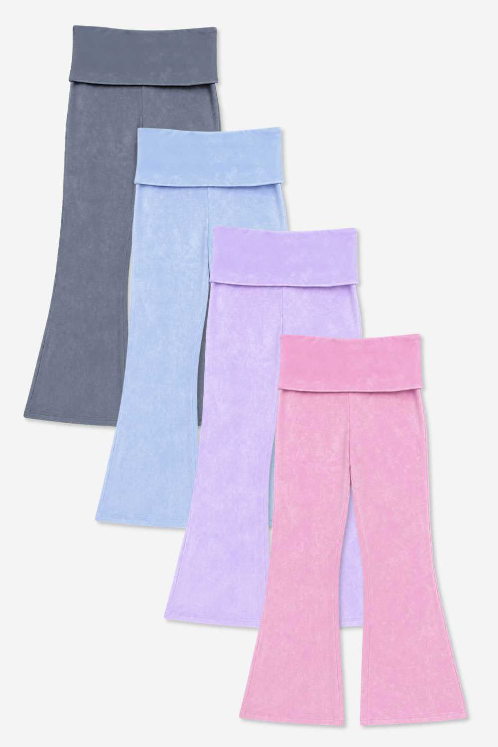 4 Pack Vintage Washed Foldover Flare - Purple | Pink | Denim | Vintage Black - NEW!