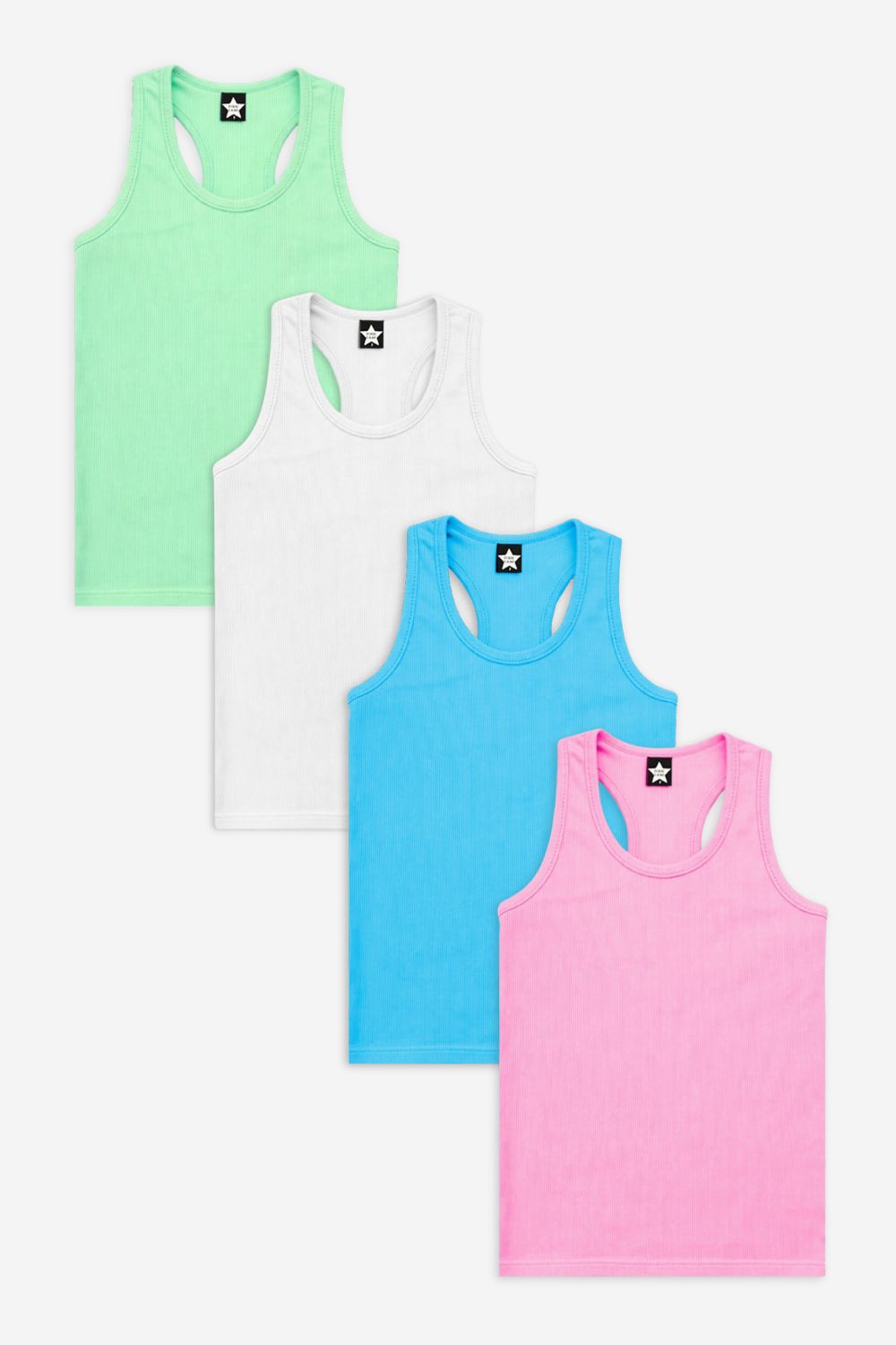 4 Pack - Ribbed Racerback Tank