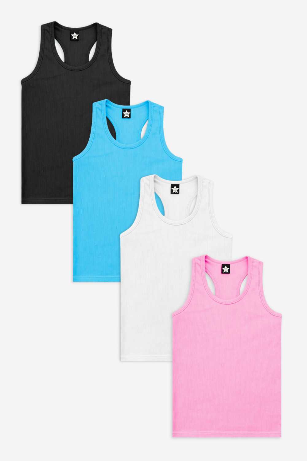 4 Pack - Ribbed Racerback Tank
