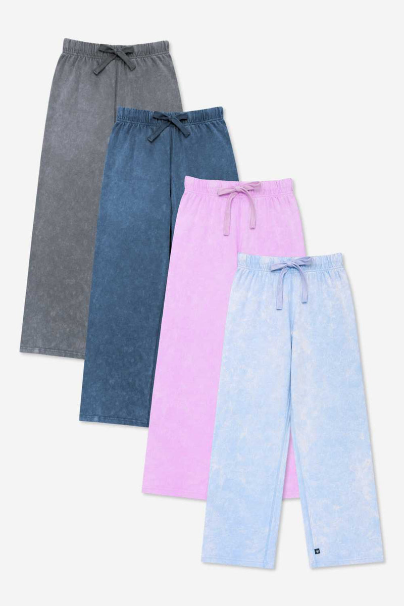 4 Pack - Vintage Washed Cotton Wide Leg Pant - Vintage Grey | Dusty Pink | Sky Blue | Denim Blue - NEW!