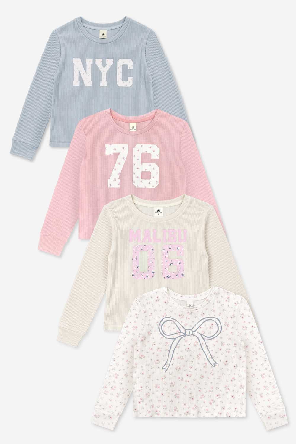 4-Pack Waffle Long Sleeve Easy Tee