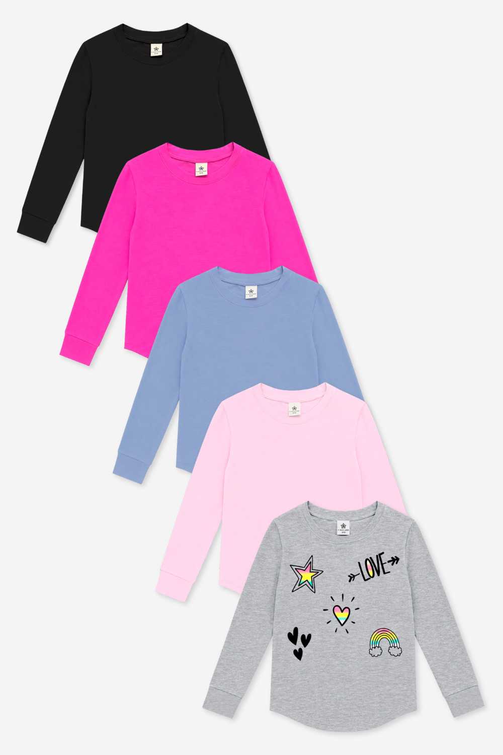 5-Pack Modal Long Sleeve Shirttail Top