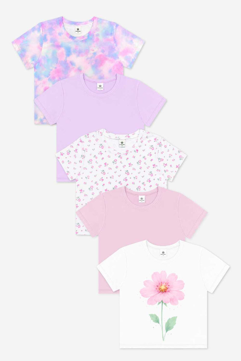 5 Pack Simply Soft Easy Tee - Blush Olive Tie Dye| Lavender Haze | Ivory Ditsy Pink Floral | Dusty Pink | Ivory Pink Floral - NEW!