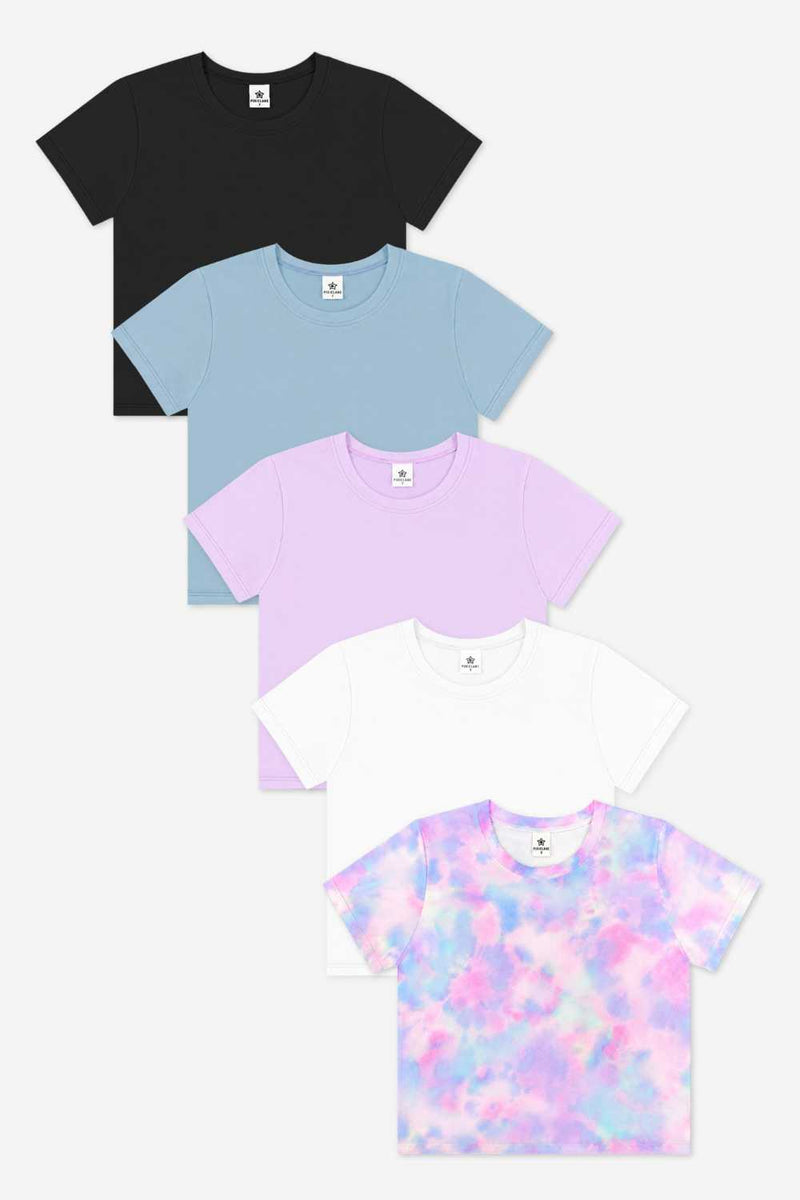 5 Pack Simply Soft Easy Tee - Lavender | White | Lilac Tie Dye | Black | Denim Sky - NEW!