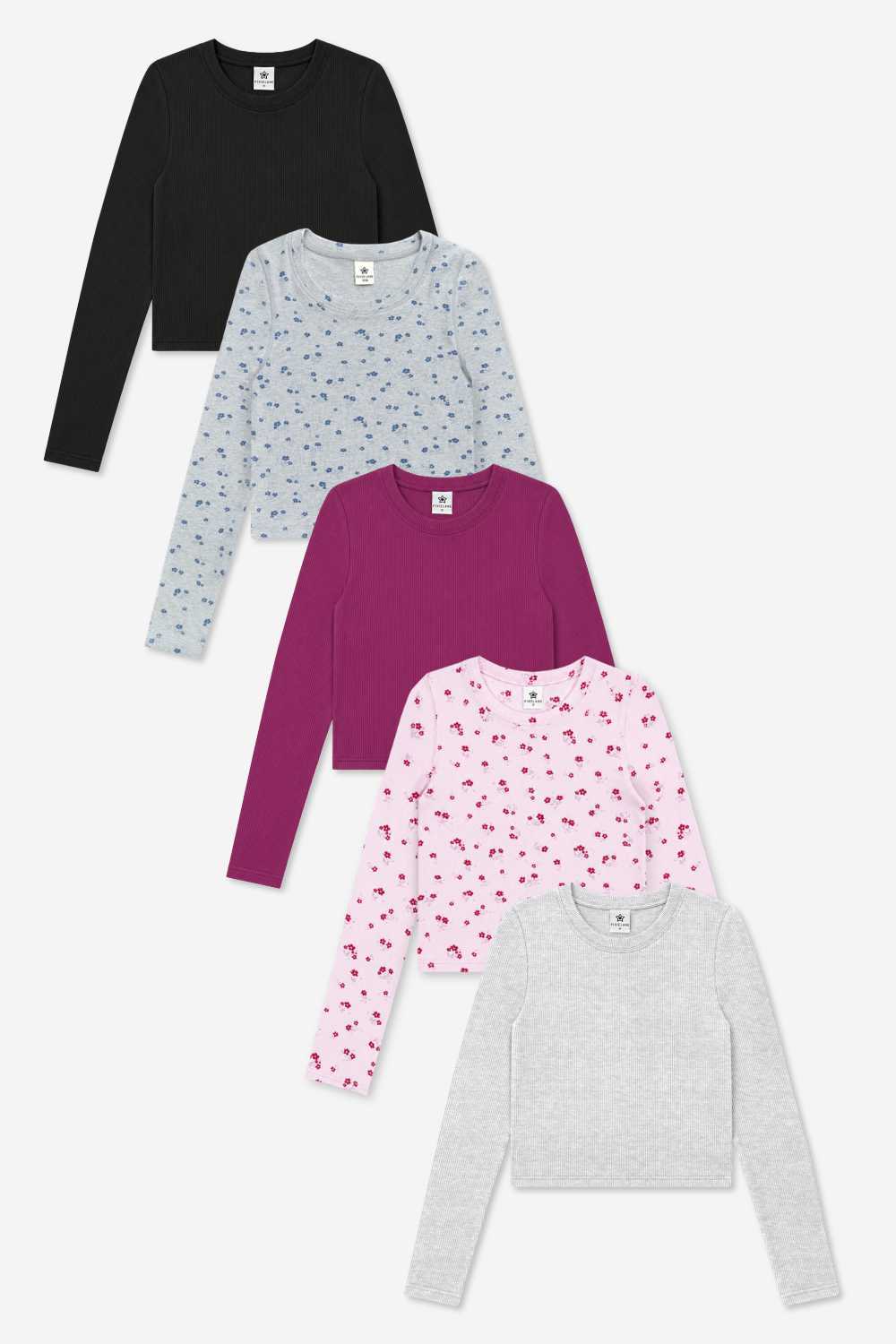 5-Pack Ultra-Soft Ribbed Fitted L/S Tee