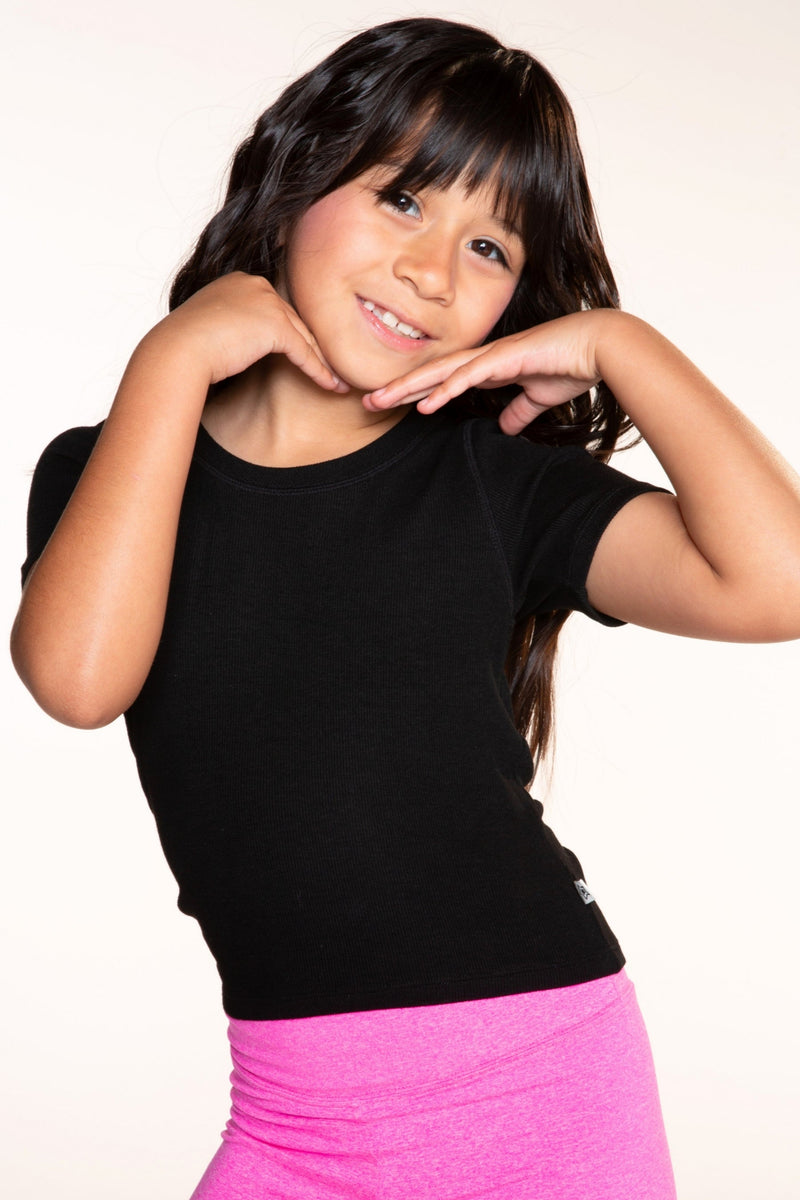 Ultra-Soft Ribbed Fitted Tee - Black - NEW!