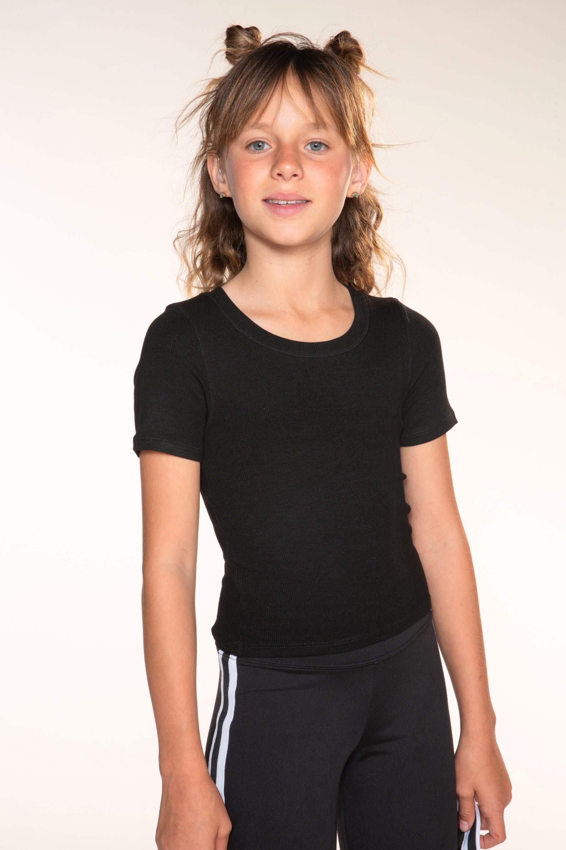Ultra-Soft Ribbed Fitted Tee - Ivory Pink Stripe