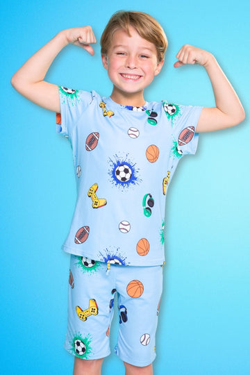 Simply Soft Short Sleeve Tee & Lounge Short - Ice Blue Sports Gamer