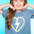 Denim Rainbow Bolt Heart