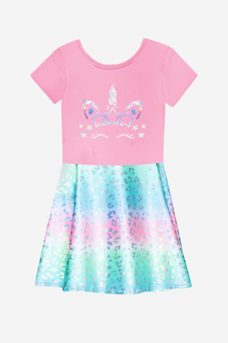 Foil Short Sleeve Skater Dress