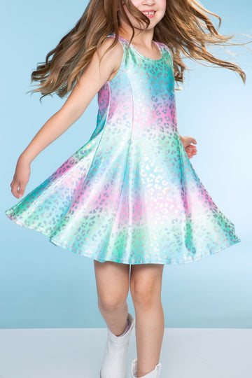 Foil Sleeveless Twirl Dress