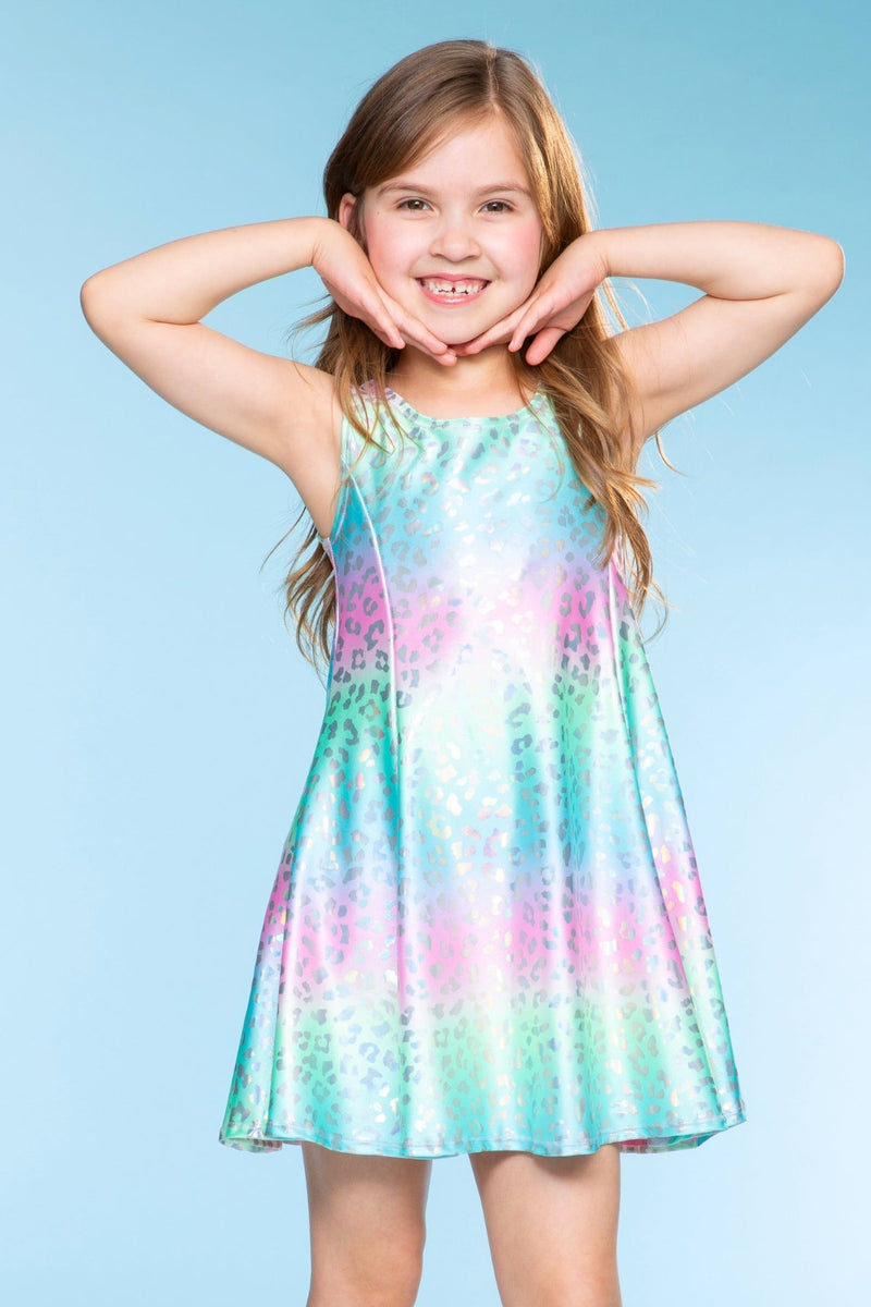 Foil Sleeveless Twirl Dress