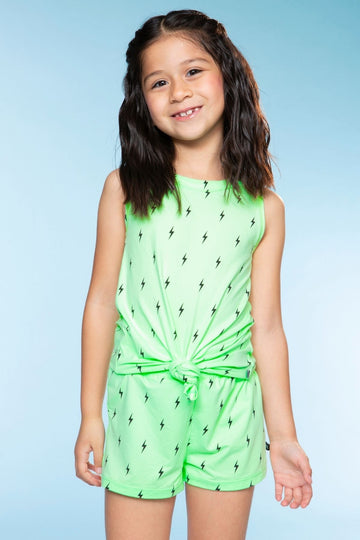Simply Soft Tie Tank - Neon Lime Bolt
