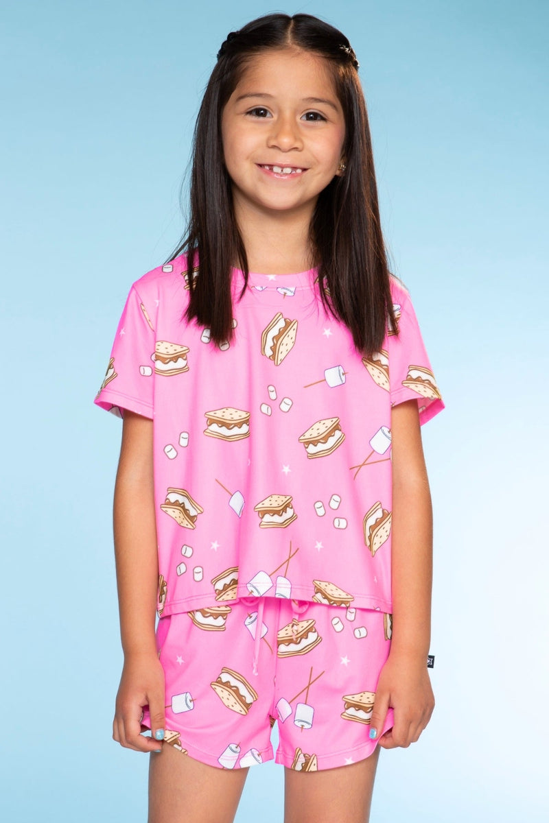 Simply Soft Easy Tee & Dolphin Short - Neon Pink S'mores