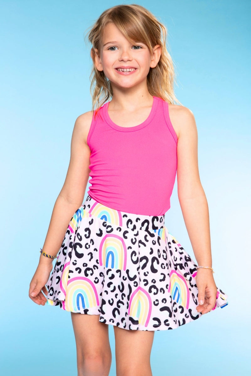 Racerback Tank & Skort Set - Pink Leopard Rainbow