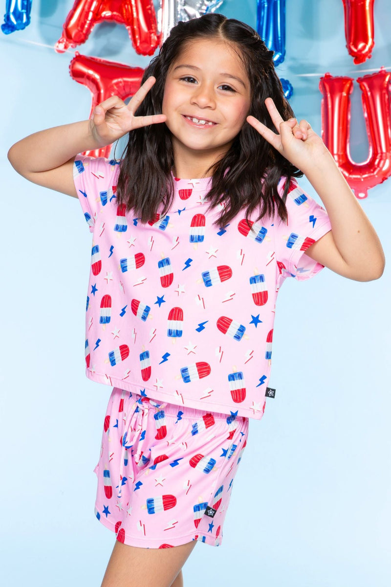 Simply Soft Easy Tee & Dolphin Short - Neon Pink Bomb Pop