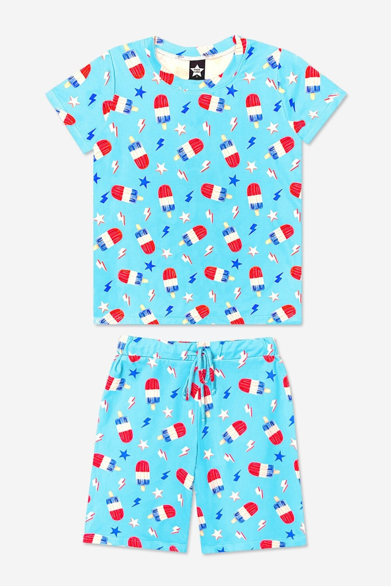 Simply Soft Short Sleeve Tee & Lounge Short - Ice Blue Bomb Pop