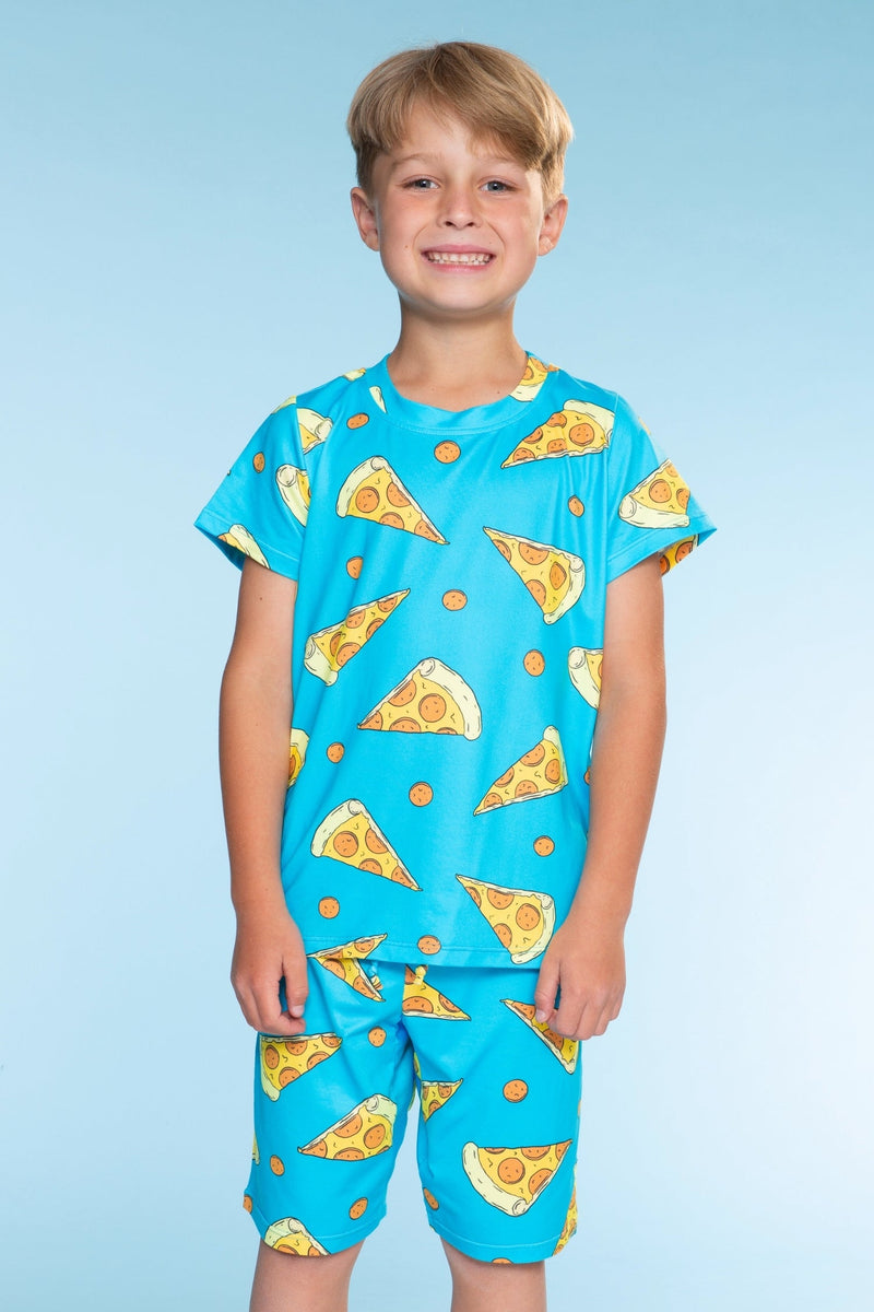 Simply Soft Short Sleeve Tee & Lounge Short - Blue Pizza