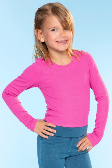 Ultra-Soft Ribbed Long Sleeve Fitted Tee - Hot Pink - NEW!
