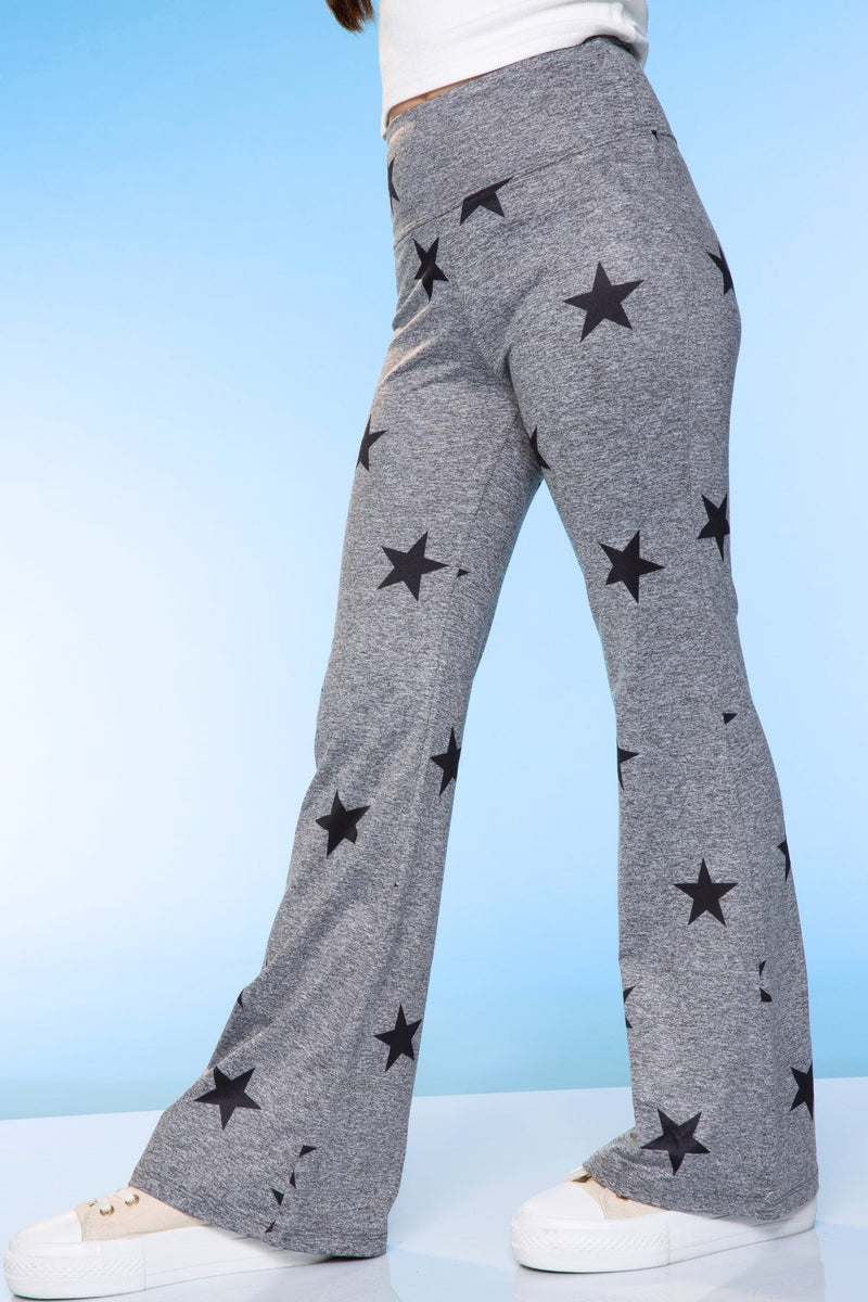 Simply Soft Luxe Flare Legging. - Steel Black Stars