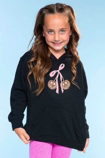 Cotton Soft Oversized Long Sleeve Hoodie - Black Leopard Cherry - NEW!