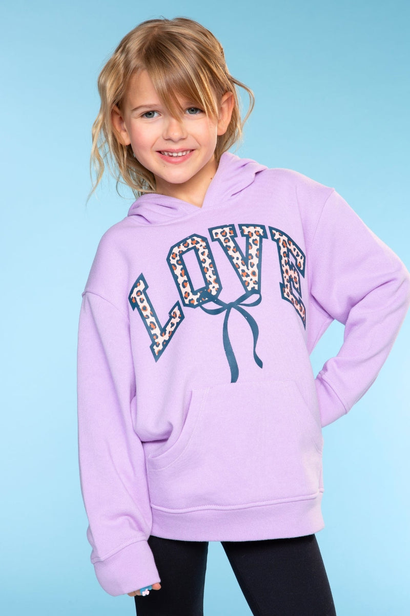 Cotton Soft Oversized Long Sleeve Hoodie - Lilac Bow Love