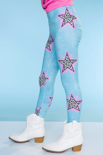 Simply Soft Long Legging - Denim Leopard Star - NEW!
