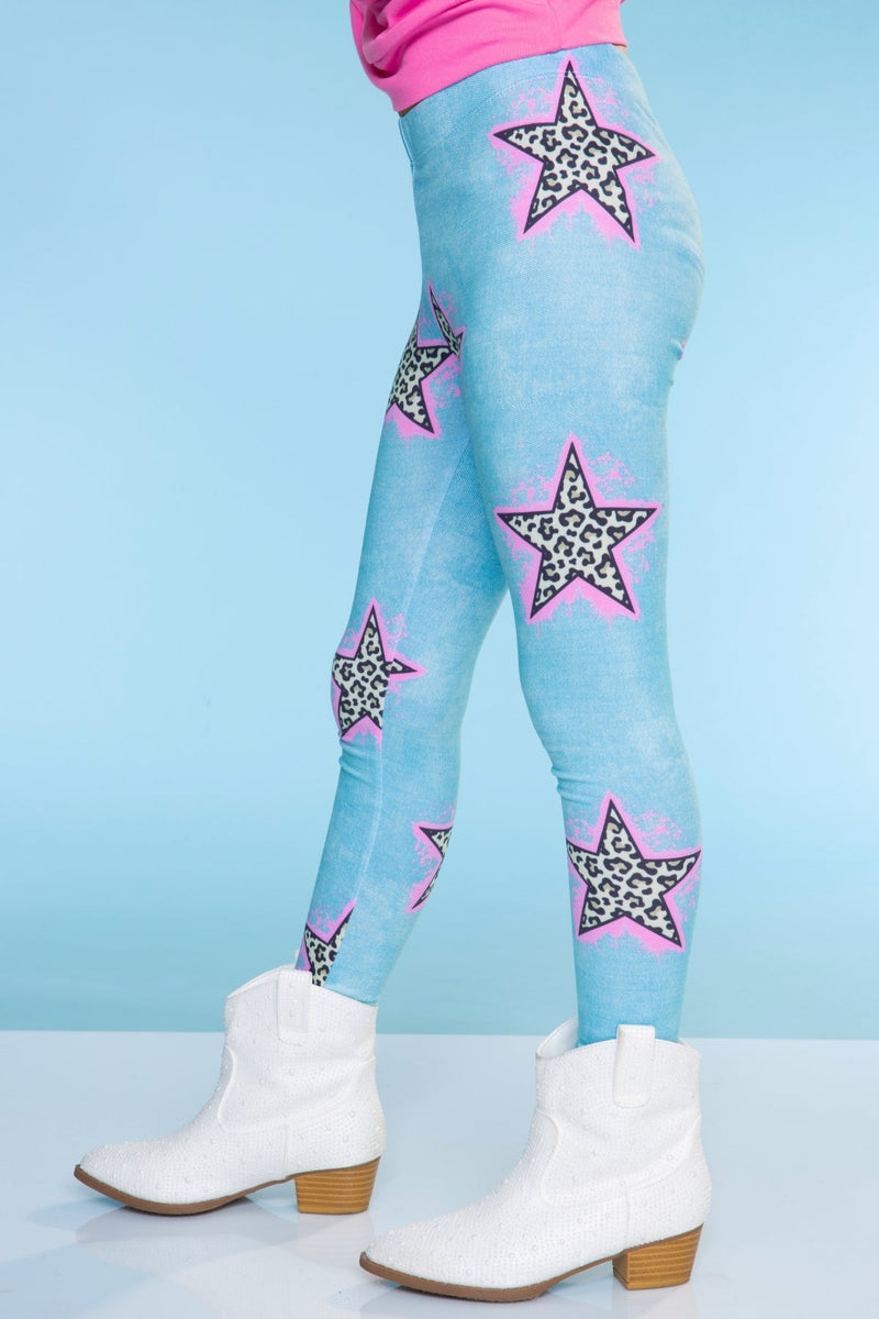 Simply Soft Long Legging - Denim Leopard Star