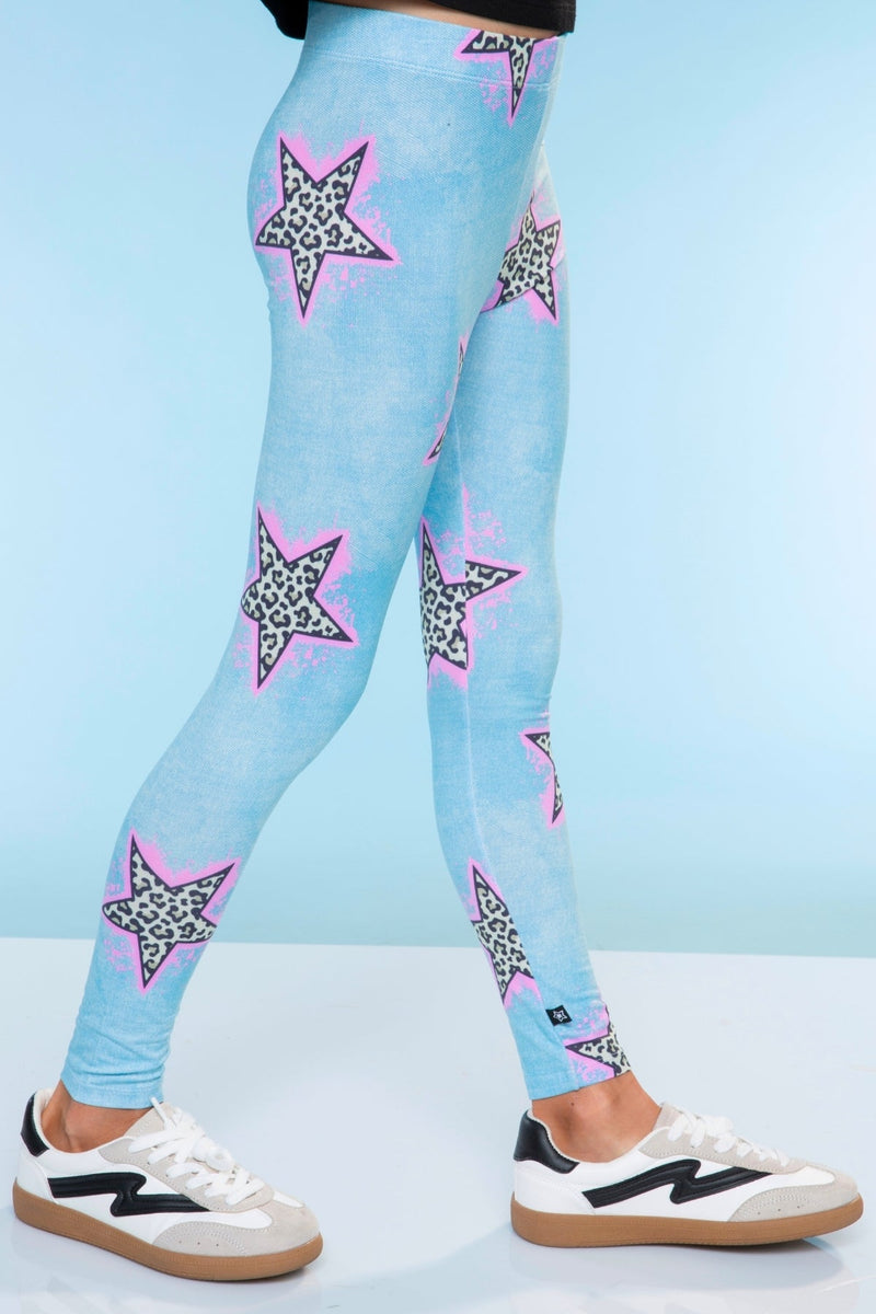 Simply Soft Long Legging - Denim Leopard Star