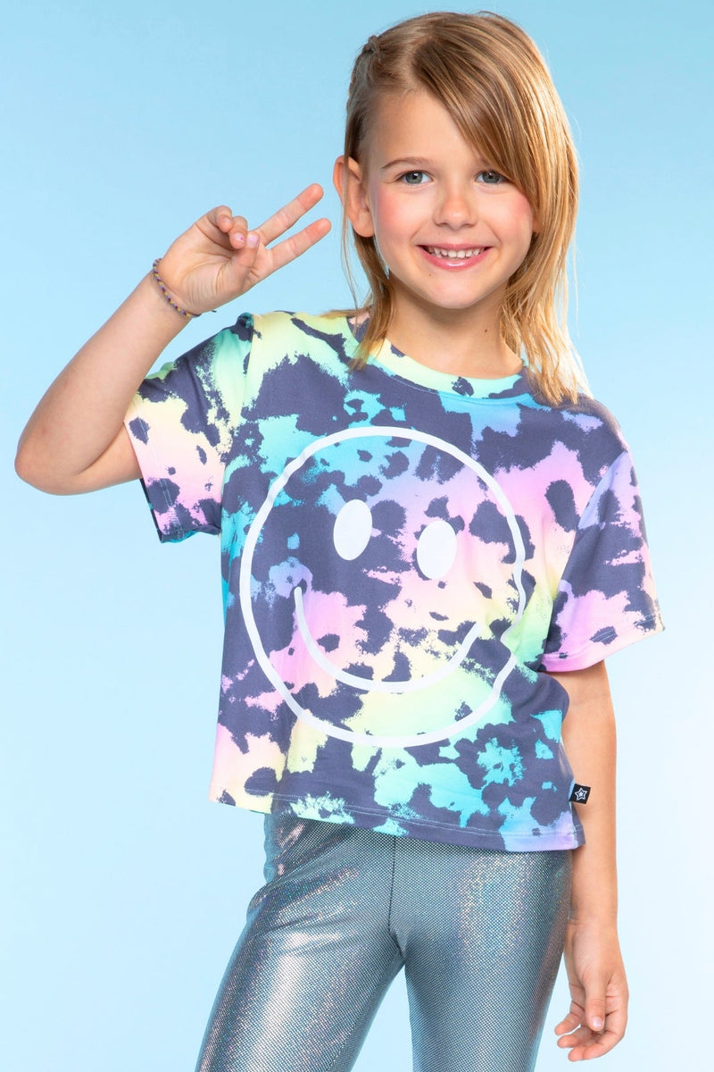 Simply Soft Easy Tee - Rainbow Tie Dye Smile