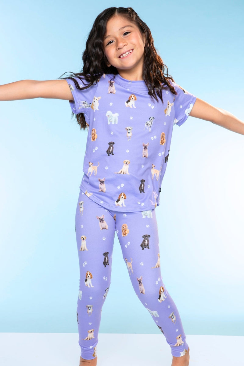 Simply Soft Short Sleeve Tee & Slim Lounge Pant - Lilac Puppy