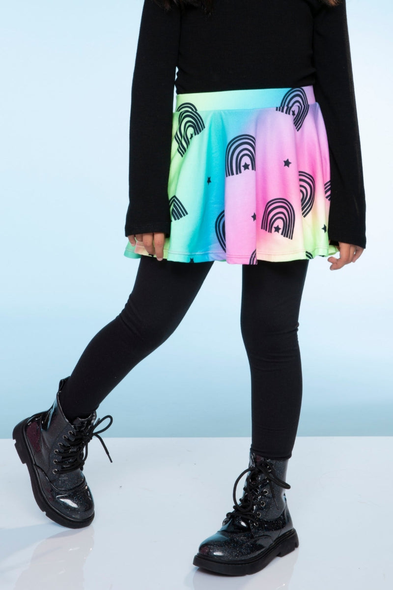 Simply Soft Skater Legging - Rainbow Star Black