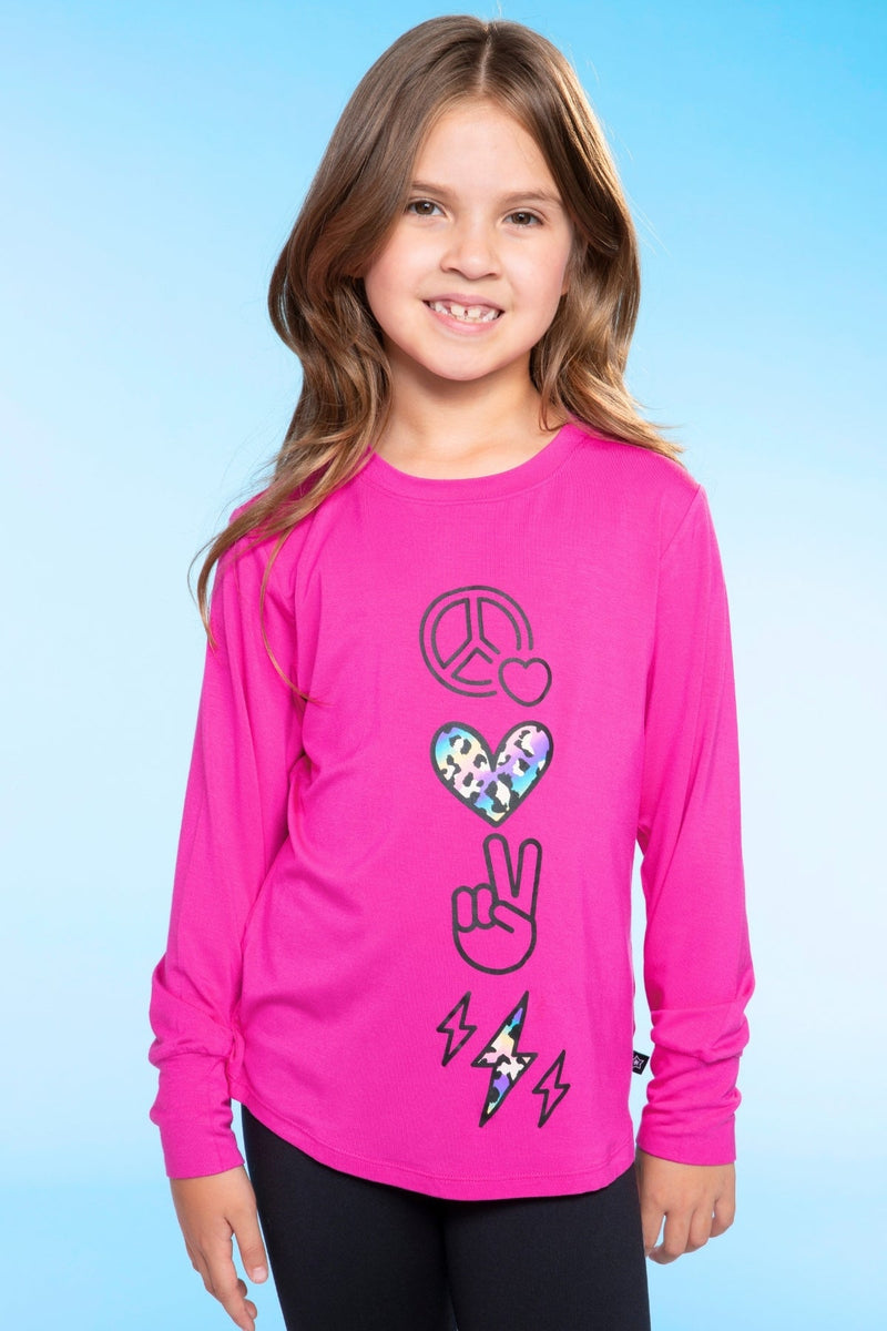 Modal Long Sleeve Shirttail Top - Pink Peace Elements
