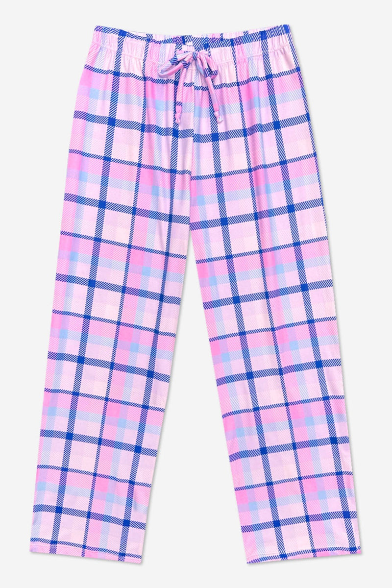 Simply Soft Karate Pant. - Pink Navy Plaid