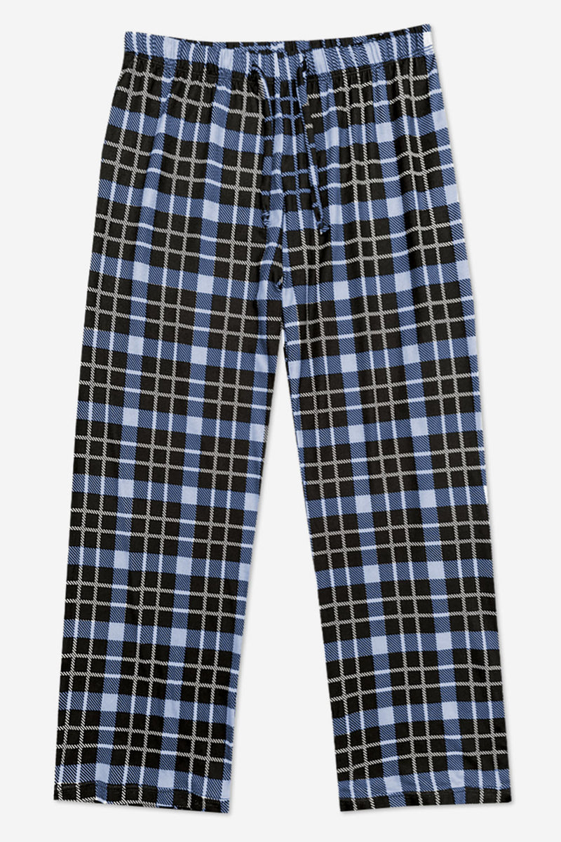 Simply Soft Karate Pant. - Black White Blue Plaid