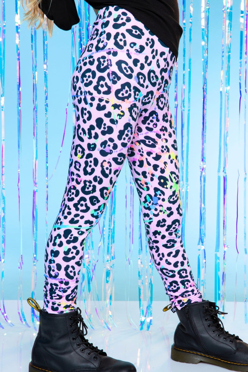 Simply Soft Long Legging. - Neon Lt Pink Leopard Splatter Black - NEW!
