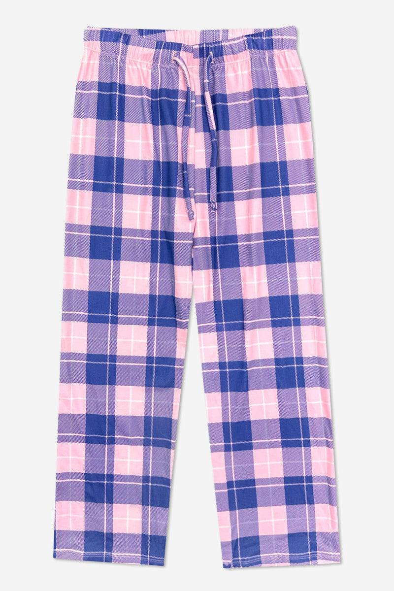 Simply Soft Karate Pant. - Navy Lt Pink Plaid