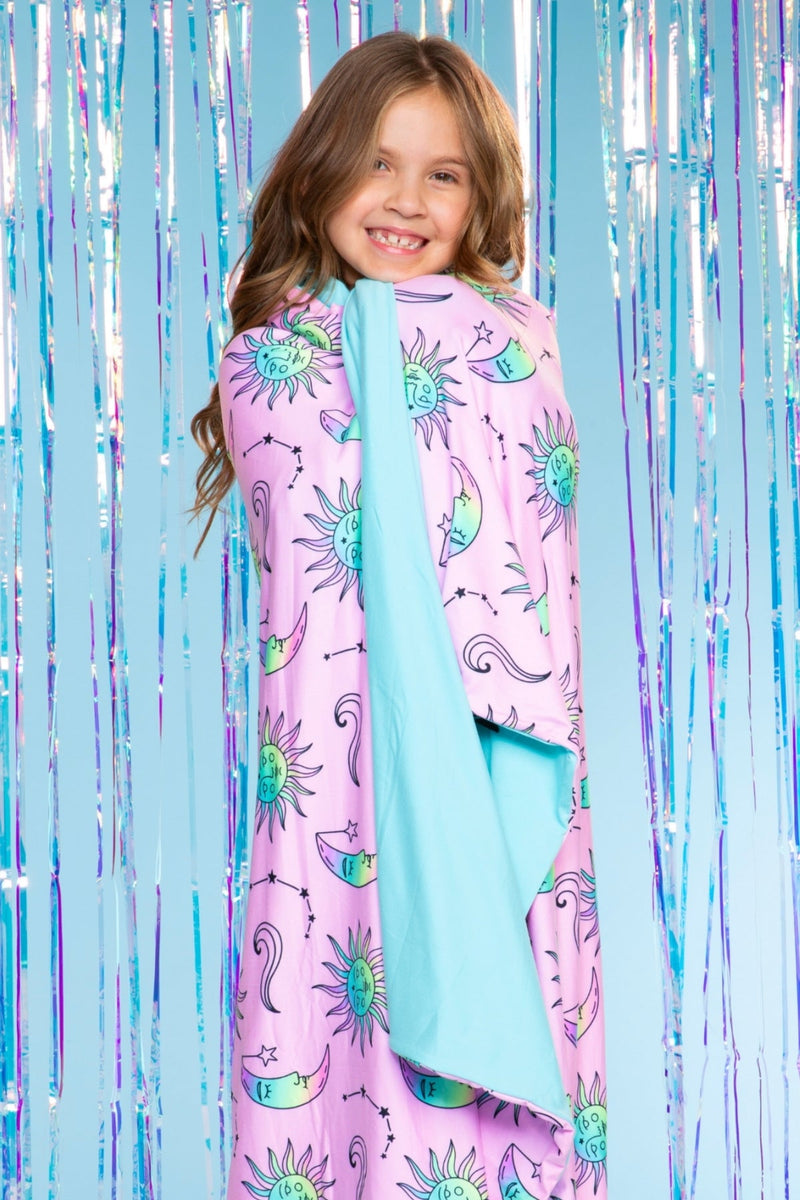 Simply Soft Reversible Blanket - Ice Pink Sun & Moon